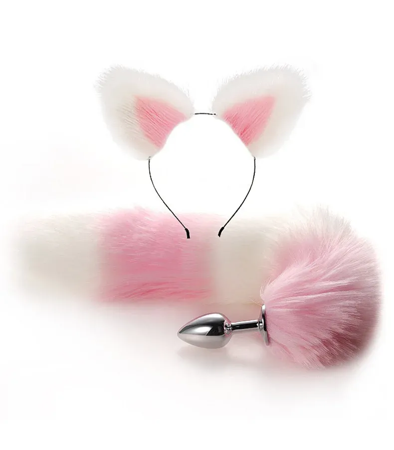 Cute Ears Headbands Fox Rabbit Tail Metal Butt Anal Plug