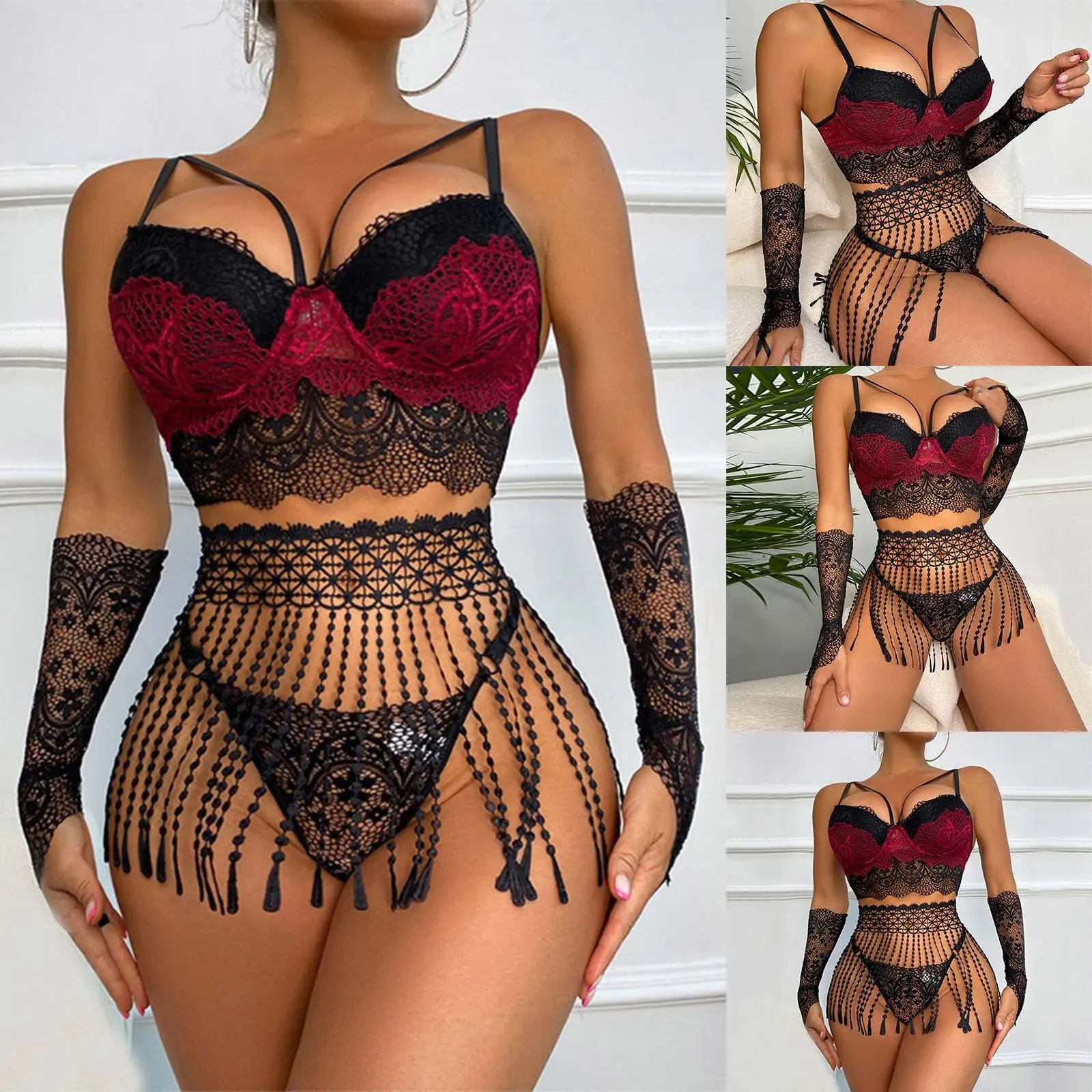 Jhar set (G-string Panties Gloves 4 Pieces)
