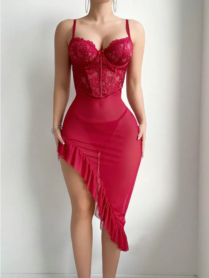Deep V-neck halter dress