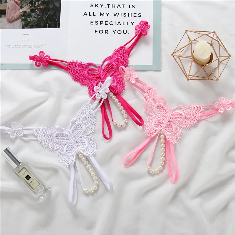 Butterfly and Pearls Crotchless Thong