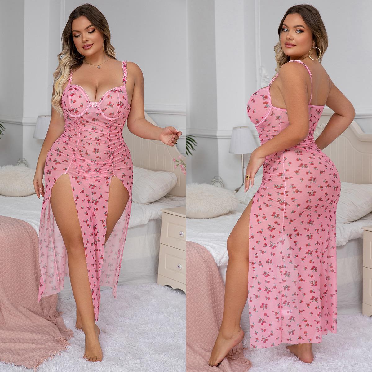 Women's Lace Floral Print Long Dress