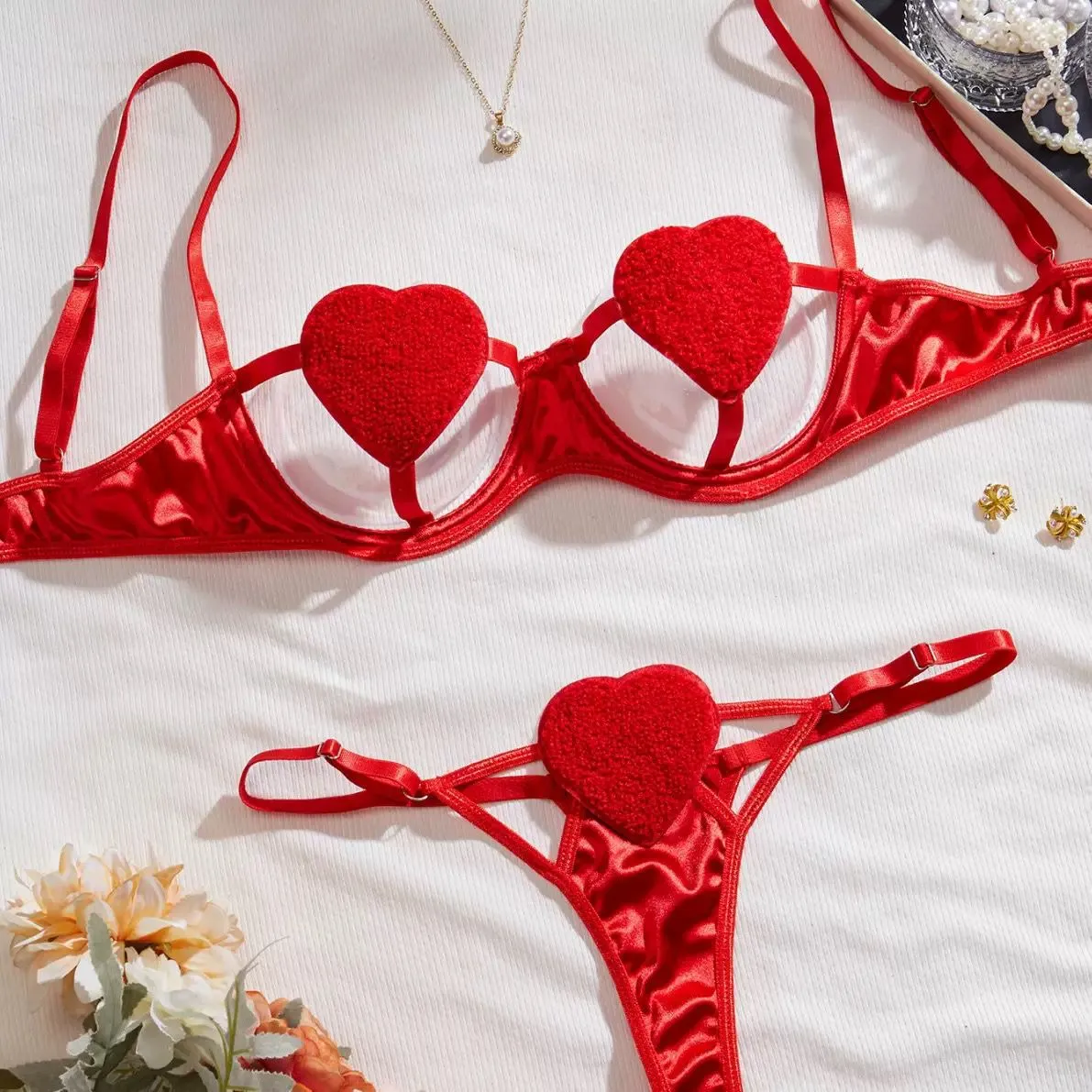 Heart-Flame Seduction Lingerie Set