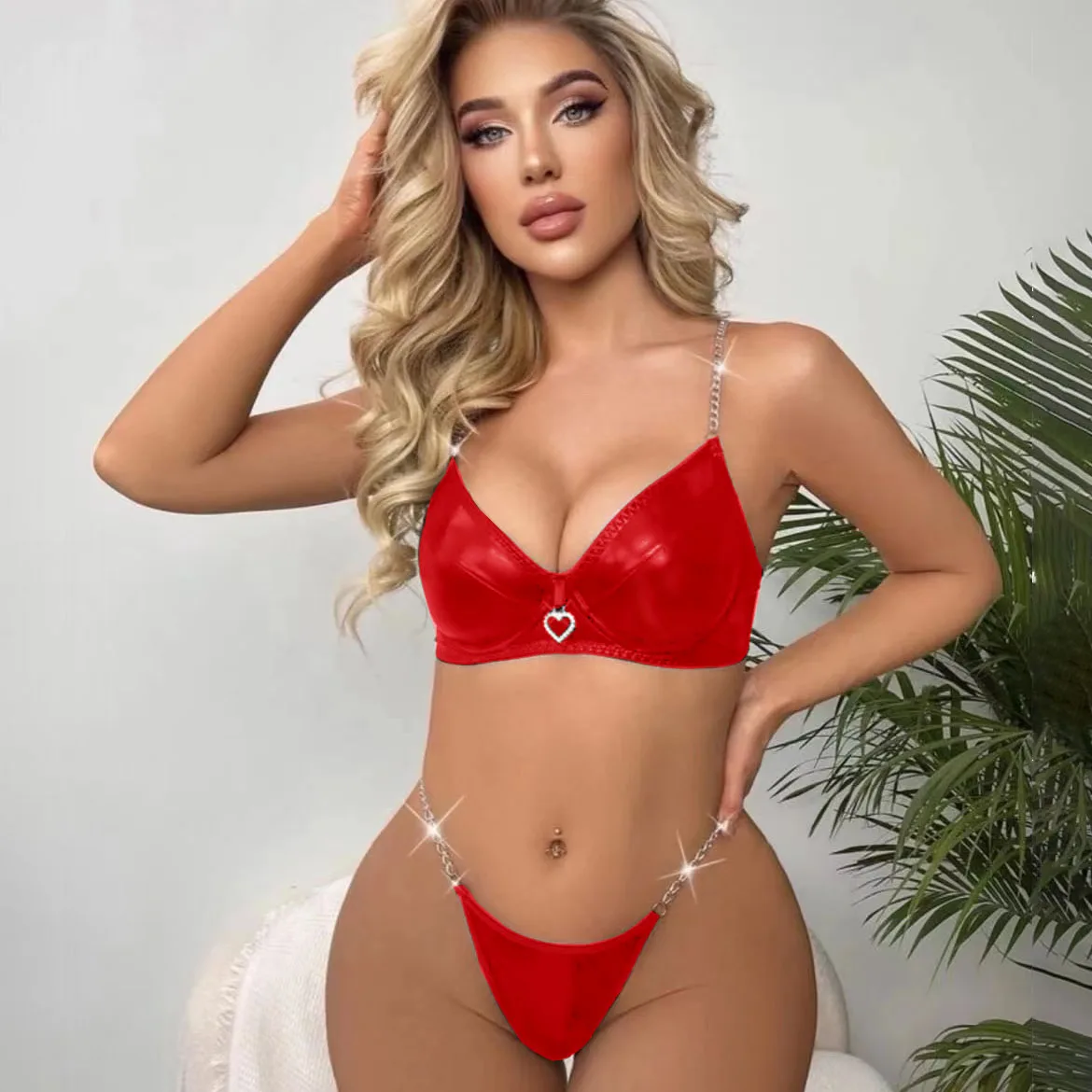 Women Leather Underwear Set